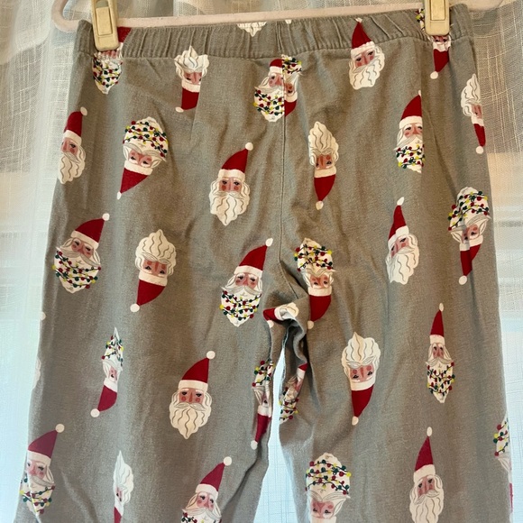 Santa Face Christmas Printed PJ Cotton Drawstring Pants Grey Red - Picture 4 of 6